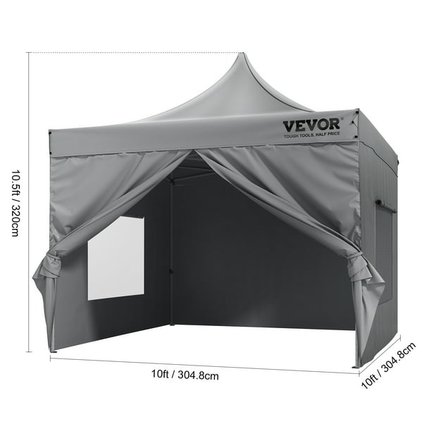 VEVOR 10x10 FT Pop Up Canopy With Removable Sidewalls Instant Canopies Portable Gazebo Wheeled Bag UV Resistant Waterproof Enclosed Canopy Tent