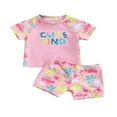 thumbnail image 1 of Baby Girls Two Piece Swimsuit Toddler Infant Bathing Suit Dinosaur Printed Rash Guard Beach Swimwear Set Pink 3-4 Years, 1 of 7