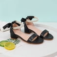 thumbnail image 2 of Girls Dress Shoes Low Heels Sandals Bow Pearl Ankle Strap Flower Girl Wedding Party Shoes Flower Girl Shoes 10-10.5 Years, 2 of 9