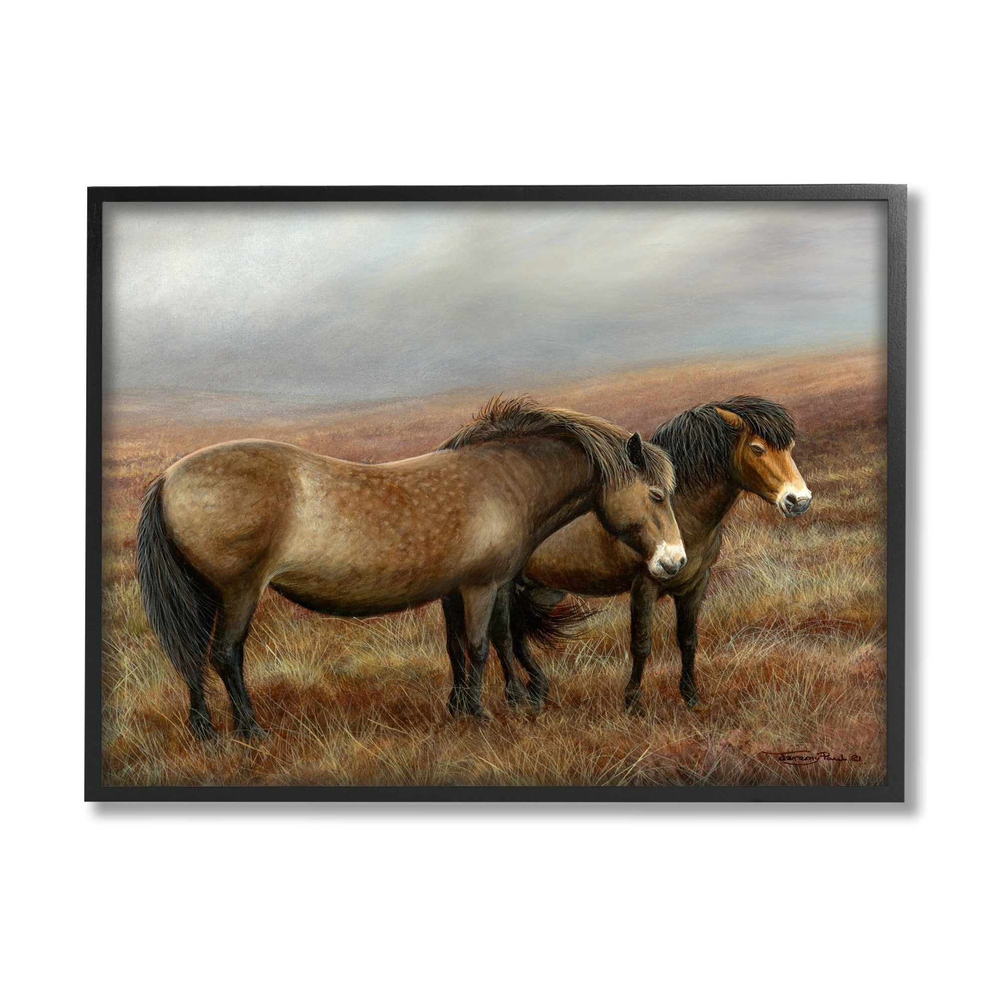 Stupell Industries Horses Dark Country Field Animals & Insects Painting White Framed Art Print Wall Art