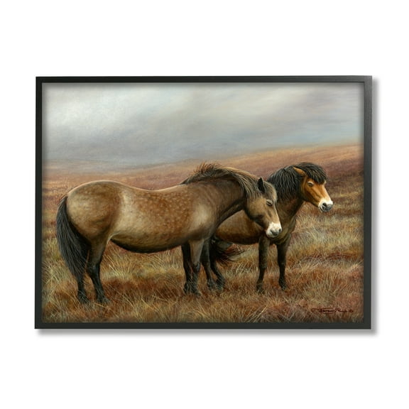 Stupell Industries Horses Dark Country Field Animals & Insects Painting Black Framed Art Print Wall Art