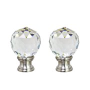 Aspen Creative 24008-12, 2 Pack, Clear Faceted Crystal Lamp Finial in Brushed Nickel Finish, 1 3/4" Tall
