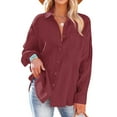 thumbnail image 5 of Womens Button Down Shirts Casual Long Sleeve Cotton Dressy Shirt Oversized Boyfriend Solid Tunic Tops with Pockets, 5 of 5