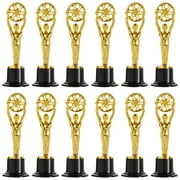 12-Pack Mini Trophies, Fake Plastic Film Movie Theater Statues for Kids, Award Ceremonies, Movie-Themed Parties, Teachers, Community Events, Office (Gold and Black, 6 in)