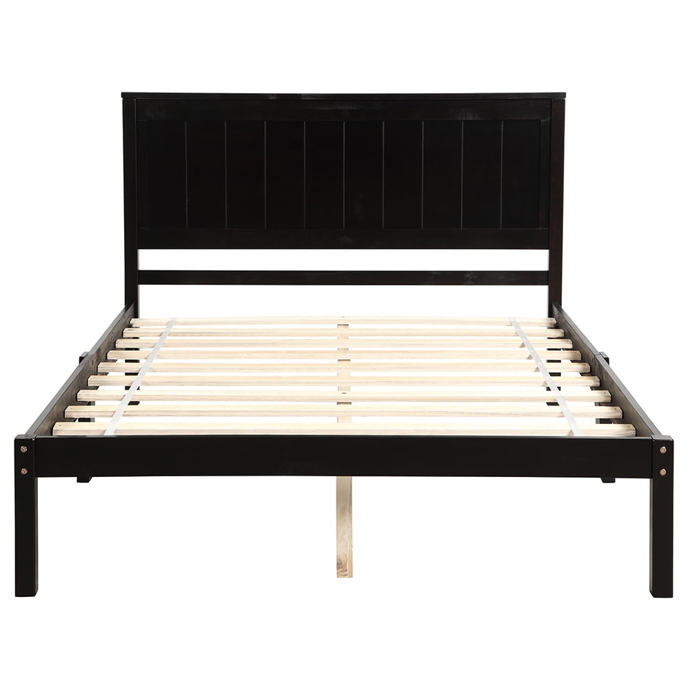 Resenkos Full Size Wood Platform Bed with Headboard, Pine wood Frame with Wood Slat Support,Espresso Resenkos Full Size Wood Platform Bed with Headboard, Pine wood Frame with Wood Slat Support,Espresso