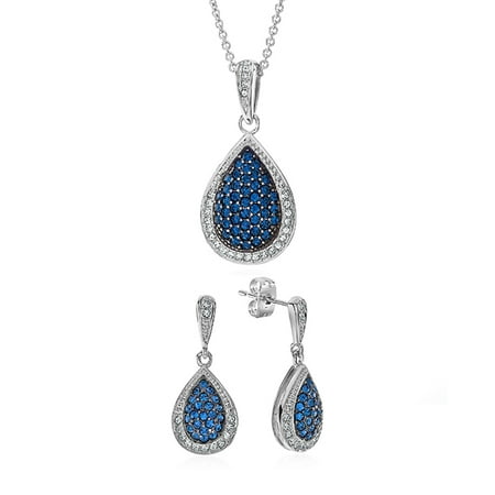 Swarovski Necklace Earring - Teardrop Necklace & Earring Set Made with Swarovski Crystals in Bronze - 18