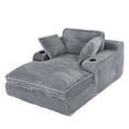 thumbnail image 6 of EOP 67'' Modern Oversized Chaise Lounge Chair Indoor, Plush Boneless Cloud Couch with Side Pockets & Cup Holders, Comfy Corduroy Sleeper Couch with Removable Pillows for Living Room, Gray, 6 of 10