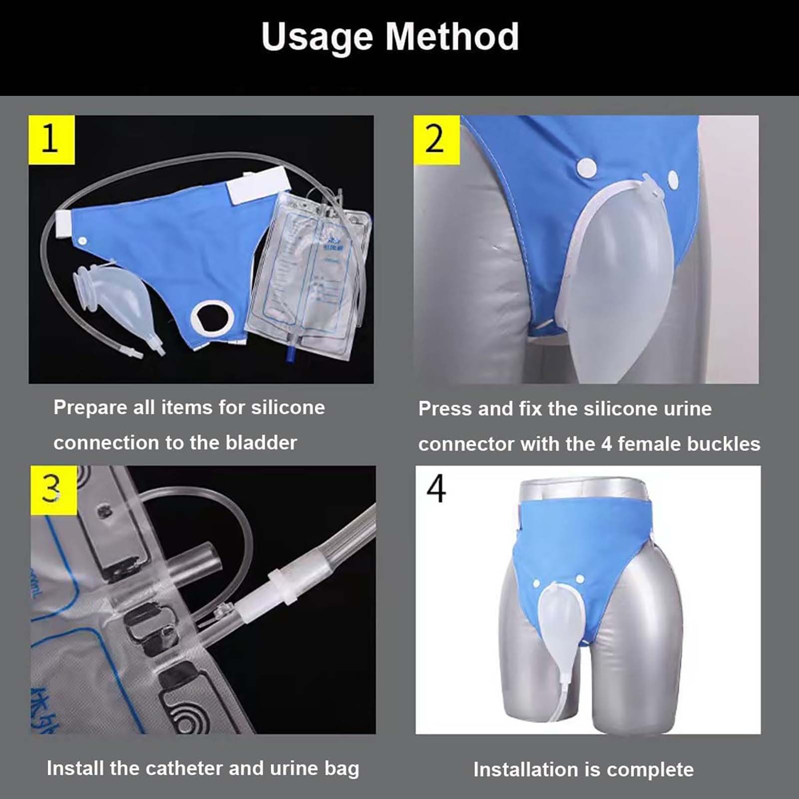 Health Products Bag Silicone Collector With 2 Catheter Bags Reusable Silicone Urinal for Men Elderly Bedridden Patients Male Bag for Men Male urine receptacleClearance