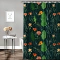 thumbnail image 2 of Orinice  Floral Stall Shower Curtain, Exotic Hibiscus Banana Leaves Bird of Paradise Leaves and Split Leaf Philodendron, Fabric Bathroom Decor Set with Hooks,  36x72, 2 of 7