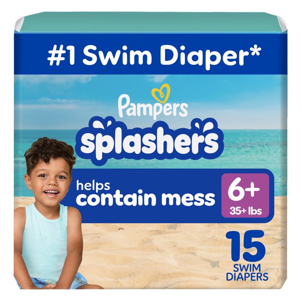 Pañales para nadar Pampers Splashers talla 6+ de 15 unidades desechables