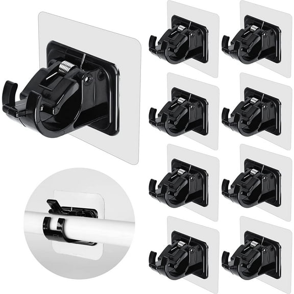 XZtimes 8 PCS Self Adhesive Curtain Rod Brackets No Drilling Hooks