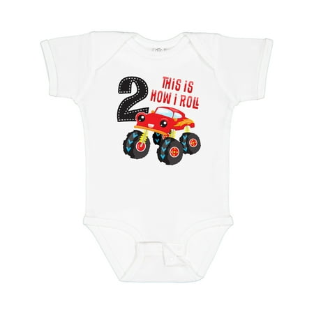 

Inktastic Monster Truck How I Roll 2nd Birthday Boys Baby Bodysuit