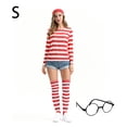 thumbnail image 3 of Bearachild Conjunto de disfraz para mujer, camiseta a rayas rojas y blancas, calcetines de punto suaves y transpirables para la piel, sombrero, traje Kits de decoración para fiestas Rojo S Bearachild HA070896-01, 3 of 6