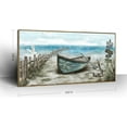thumbnail image 2 of HFDF Extra Large Wall Art for Living Room Coastal Décor Rustic Rowboat Canvas Print Big Beach Themed Painting Seagull Vintage Boat Sea Bird Artwork Oversized Blue Teal Seaside Ocean 10x8inch Framed, 2 of 6