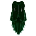thumbnail image 3 of BYHONG Women Vintage Long-sleeved waist Back Bandage Lace Stitching Jacket OverCoat Green 4, 3 of 3