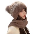 thumbnail image 2 of Clearance! Women's Scarves Knitting Thickening Hooded Scarf Winter Warm Christmas Gifts for Women Neck Warm Woolen Hooded Scarf Hat+Scarf, 2 of 3