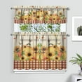 thumbnail image 3 of Buffalo Plaid Pumpkin Fall Kitchen Curtains, Sunflower Window Curtains, Farmhouse Thanksgiving Autumn Harvest Curtain for Kitchen Decor, 54" x 18" Valance, 27" x 36" Tier, 3 Panel Set, 3 of 6