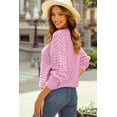 thumbnail image 3 of Redhotype Chic Pink Crochet Sweater - Versatile Drop Shoulder, Perfect Every Day, 3 of 8