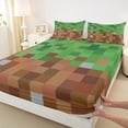 thumbnail image 3 of Homewish Geometric Checkered Full Size Sheets,Pixel Plaid Pattern Bed Sheets,Green Brown Sheet Sets For Boys Kids,Microfiber Bedroom Decor,4 Pieces, 3 of 7