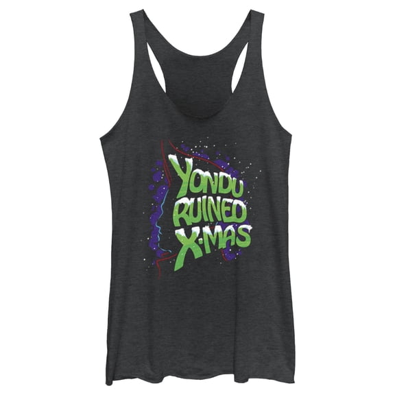 Women's Guardians of the Galaxy Holiday Special Yondu Ruined X-Mas Racerback Tank Top Black Heather X Large