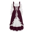 thumbnail image 6 of Smsaxvxz Halloween Costumes for Women Fashion Medieval Renaissance Costume Maxi Dress Purple 2XL, 6 of 7