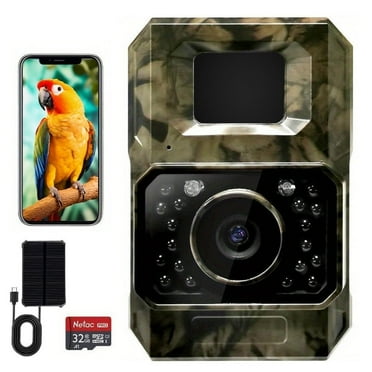 MAXDONE 48MP Bluetooth Trail Camera with 2000mAh Battery, Solar Panel, 32GB Memory Card