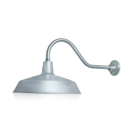 

17in. Galvanized Finish Outdoor Gooseneck Barn Light Fixture With 22in. Long Extension Arm - Wall Sconce Farmhouse Vintage Antique Style - UL Listed - 9W 900lm A19 LED Bulb (5000K Cool White)