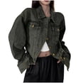 thumbnail image 2 of Roncen Women's Jean Jacket Distressed Washed Button Up Boyfriend Denim Jacket Coat With Pockets, 2 of 9