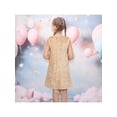 thumbnail image 5 of Sunny Fashion Girls Dress Beige Sparkle Mesh Long Sleeve Special Elegant Formal Gown 6 Years, 5 of 7