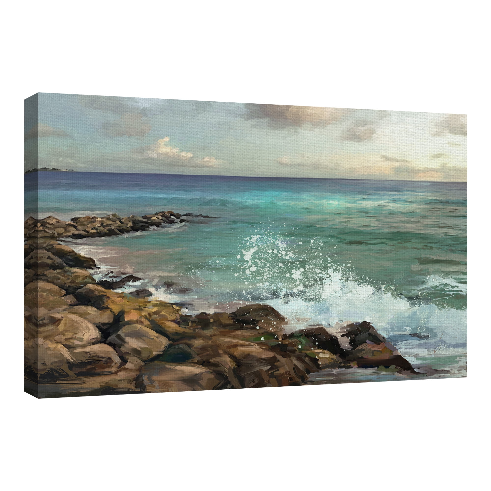 Masterpiece Art Gallery Rocky Shore Ocean By Studio Arts Canvas Art Print 24" x 36"