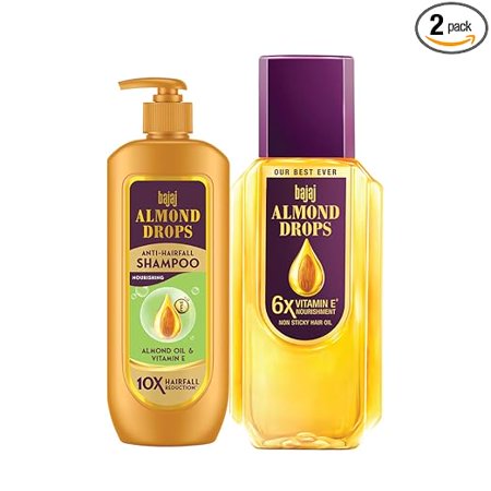 Bajaj Almond Drops Hair Nourishment Kit with 350ML Hair Oil & 340ML Shampoo for Hairfall Reduction & Soft, Shiny Hair(COMBO PACK)