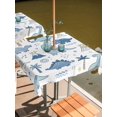 thumbnail image 2 of Outdoor Tablecloth with Umbrella Hole for Patio/Picnic/Party/Camping, Blue Dinosaur Waterproof Table Cloth Square Cover Washable, Stars Palm Trees Mountain Modern Art (60"x 60"), 2 of 8