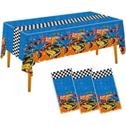 3pcs hot car party tablecloth race car party plastic disposable rectangular watercolor table cover kids boys birthday decorations 54 * 108inch