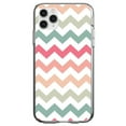 thumbnail image 1 of DistinctInk Clear Shockproof Hybrid Case for iPhone 13 (6.1" Screen) - TPU Bumper, Acrylic Back, Tempered Glass Screen Protector - Pastel Chevron Wave Stripes - Chevron Stripes Pattern, 1 of 2