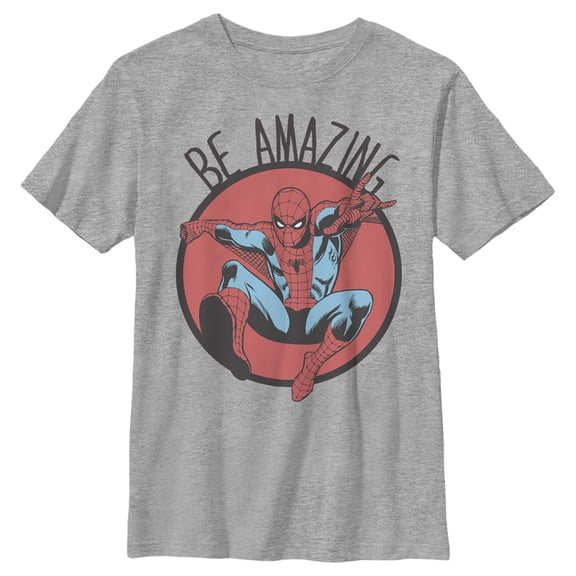 Boy's Marvel Spider-Man Be Amazing  Graphic Tee Athletic Heather X Large