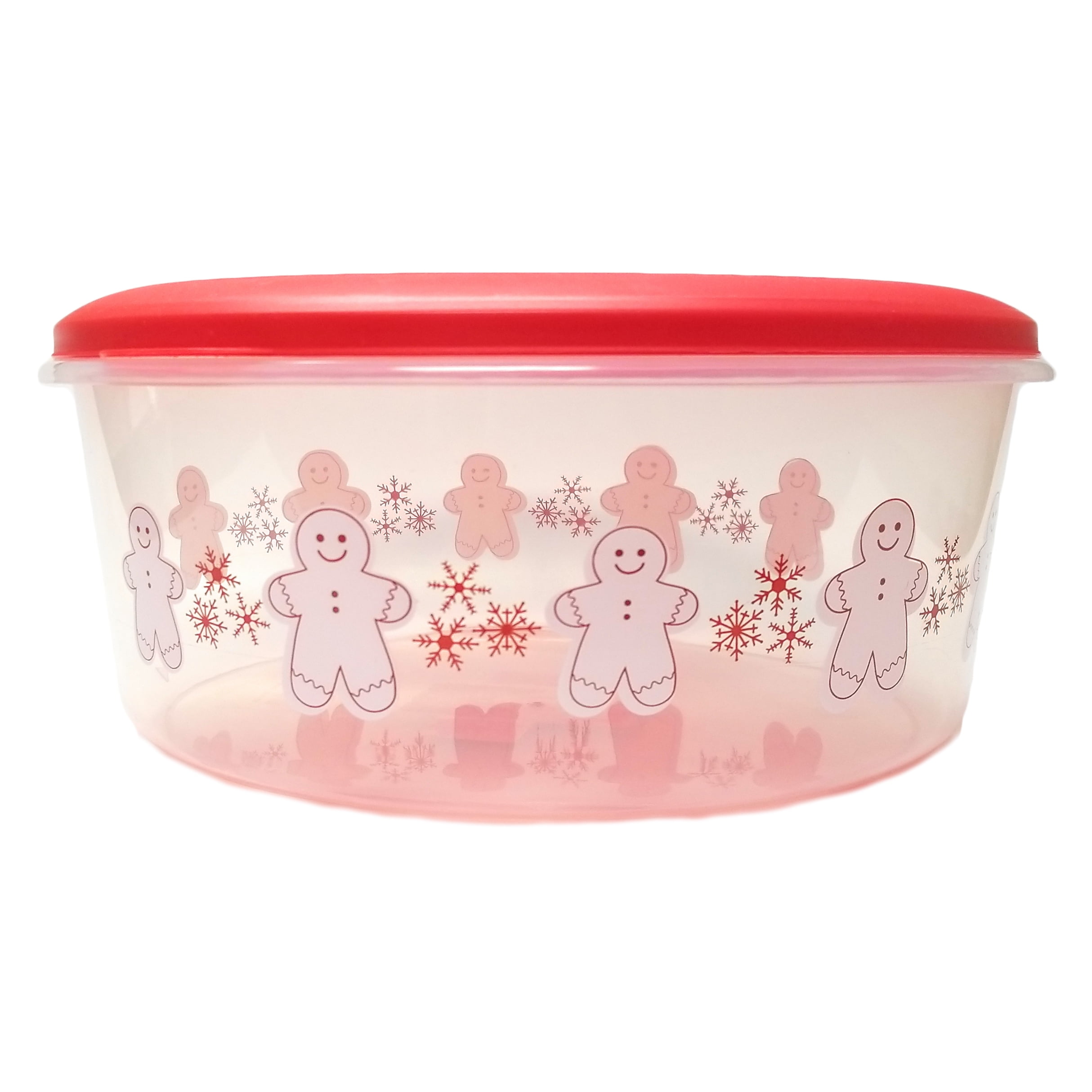 Large Festive Christmas Gingerbread Man 11" 5qt Storage Container, Red