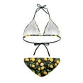 thumbnail image 3 of COEQINE Triangle Bikini Sets for Women Elastic String Spandex High Leg Beach Bathing Suit Lemon Leaf Black Adjustable Cheeky 2 Piece Beachwear for Beach Pool Party, M, 3 of 7