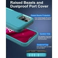 thumbnail image 4 of Revvl 6 Pro Case, Revvl 6X Pro Case, with Glass Screen Protector, Dust-Proof Port Cover, Full Body Rubber Protection Phone Case for T-Mobile Revvl 6/6x Pro 5G, Mint/Teal, 4 of 8