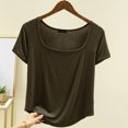 thumbnail image 2 of Camiseta de Manga Corta Mujeres Moda de Verano Yoga Casual Cuello Cuadrado Delantero Hombro Recto Cuello Redondo Superior, 2 of 4