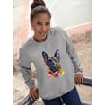 thumbnail image 2 of Pastell Colorful German Sheperd Sweatshirt Women -Weekday Best Designs, Female 3X-Large, 2 of 4