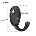 thumbnail image 2 of Uxcell Durable Coat Hooks Wall Mounted Retro Hooks Utility Black Hook for Coat Towel Key Cap Cup Hat 38x25x42mm 4pcs, 2 of 5