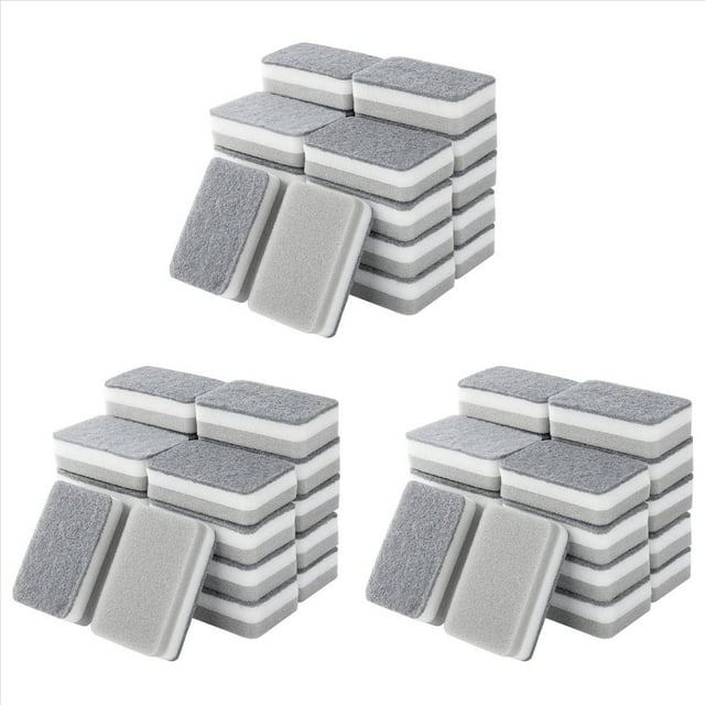 Esponjas para Fregar de Alta Resistencia, Esponja para Lavar Platos de Doble Cara para Cocina, Esponja para Fregar de Limpieza Profunda Multiusos, Gris 60 Piezas