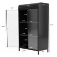 thumbnail image 6 of Yardi Yarda 47.6" Tall Metal Storage Cabinet with Glass Doors & Flip-Top, 4-Tier Display Cabinet with Open Shelves, Freestanding Steel Sideboard Buffet for Indoor, Black, 6 of 14