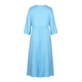 thumbnail image 4 of LilyLLL Womens Cotton Linen Short Sleeve Baggy Long Kaftan Maxi Dress Holiday Sundress, 4 of 5