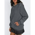 thumbnail image 3 of Trendy Queen Women's Fleece Lined Hoodie Winter Clothes Casual Warm Sherpa Long Sleeve Comfy Oversized Hooded Sweatshirt Cute Comfort Pullover 2025 Fashion Y2k Teen Preppy Outfits Heather Grey XL .., 3 of 6