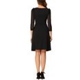 thumbnail image 3 of INSPIRE CHIC Women's Square Neck Ruffle Trim Sheer 3/4 Sleeve Chiffon Mini Dress XS Black, 3 of 6