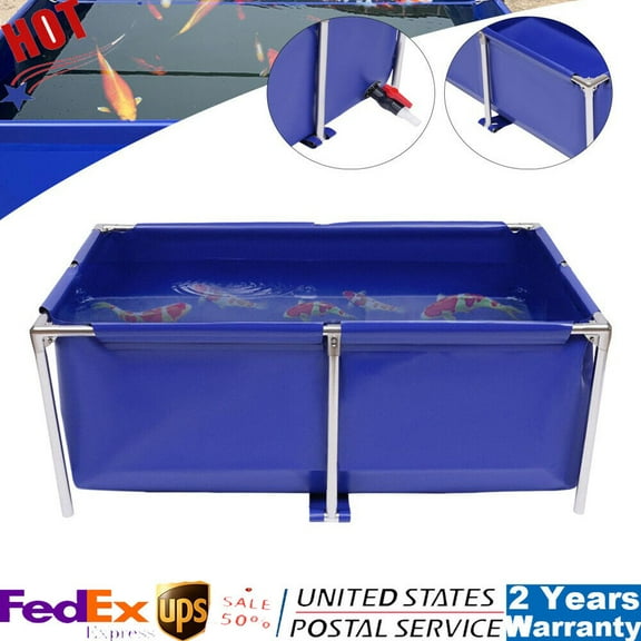 Blue Cuboid Canvas Fish Pond Aquarium Fish Water Tank Coating Koi Breeding Pond