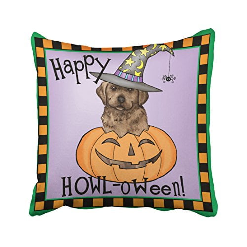 RYLABLUE Decorative Pillowcases Chocolate Lab Witch Throw Pillow Covers Cases Cushion Cover Case Sofa 20x20 Inches Two Side