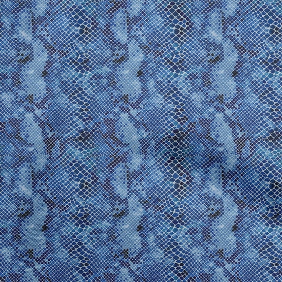 oneOone Cotton Cambric Blue Fabric Animal Skin Dress Material Fabric Print Fabric By The Yard 42 Inch Wide
