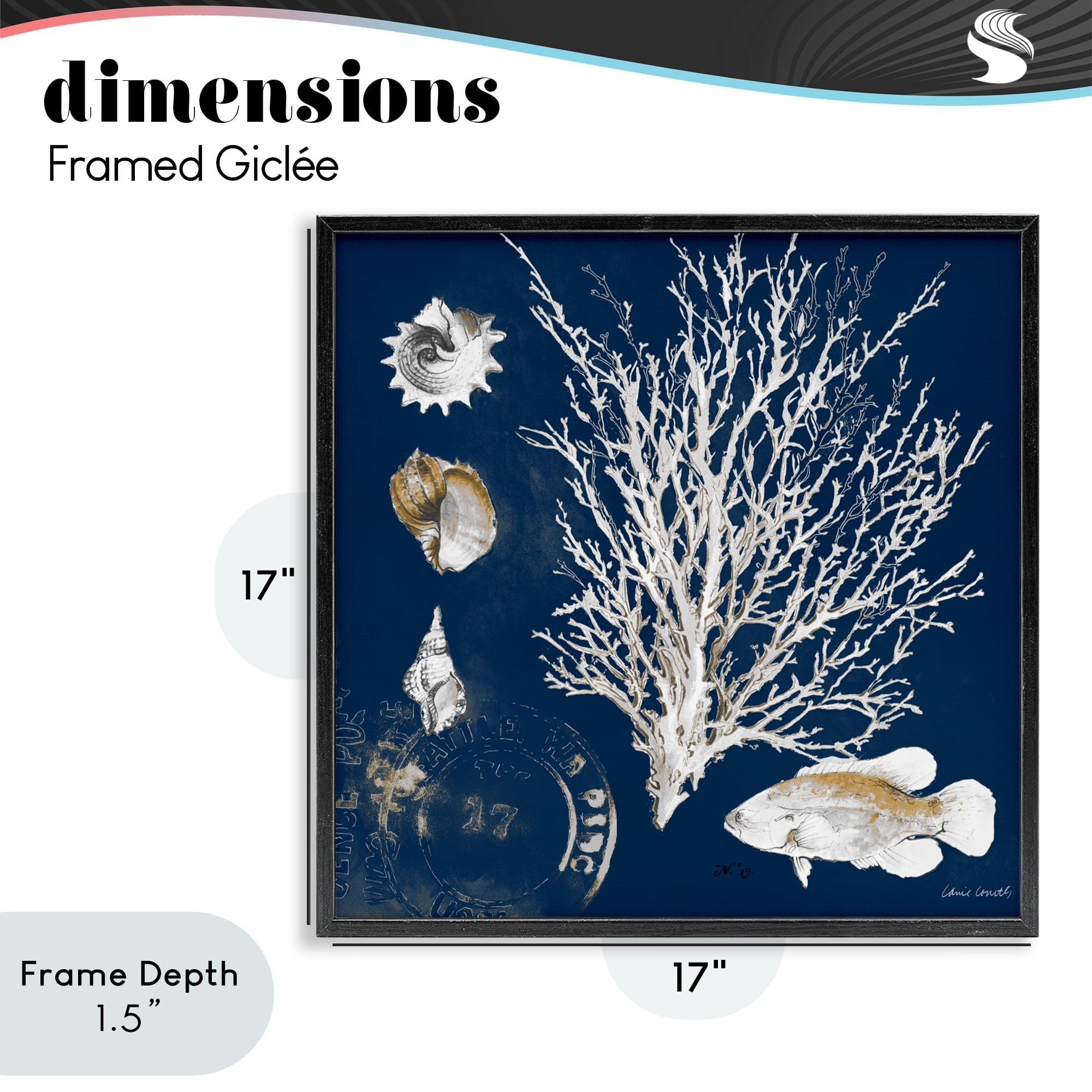 Stupell Industries Coral Medley on Navy Black Framed Giclee Art, design by Lanie Loreth
